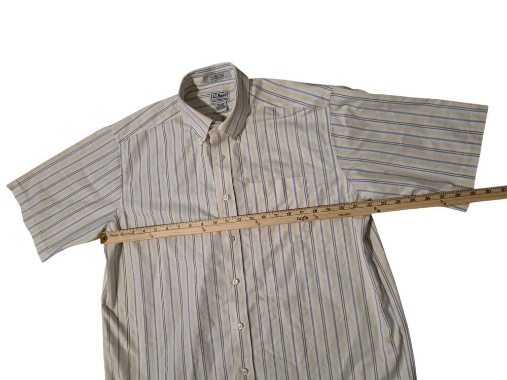 L.L.Bean Mens 16.5 Dress Shirt Pastel Striped Wrinkle Free Traditional Fit Shirt - Picture 6 of 7